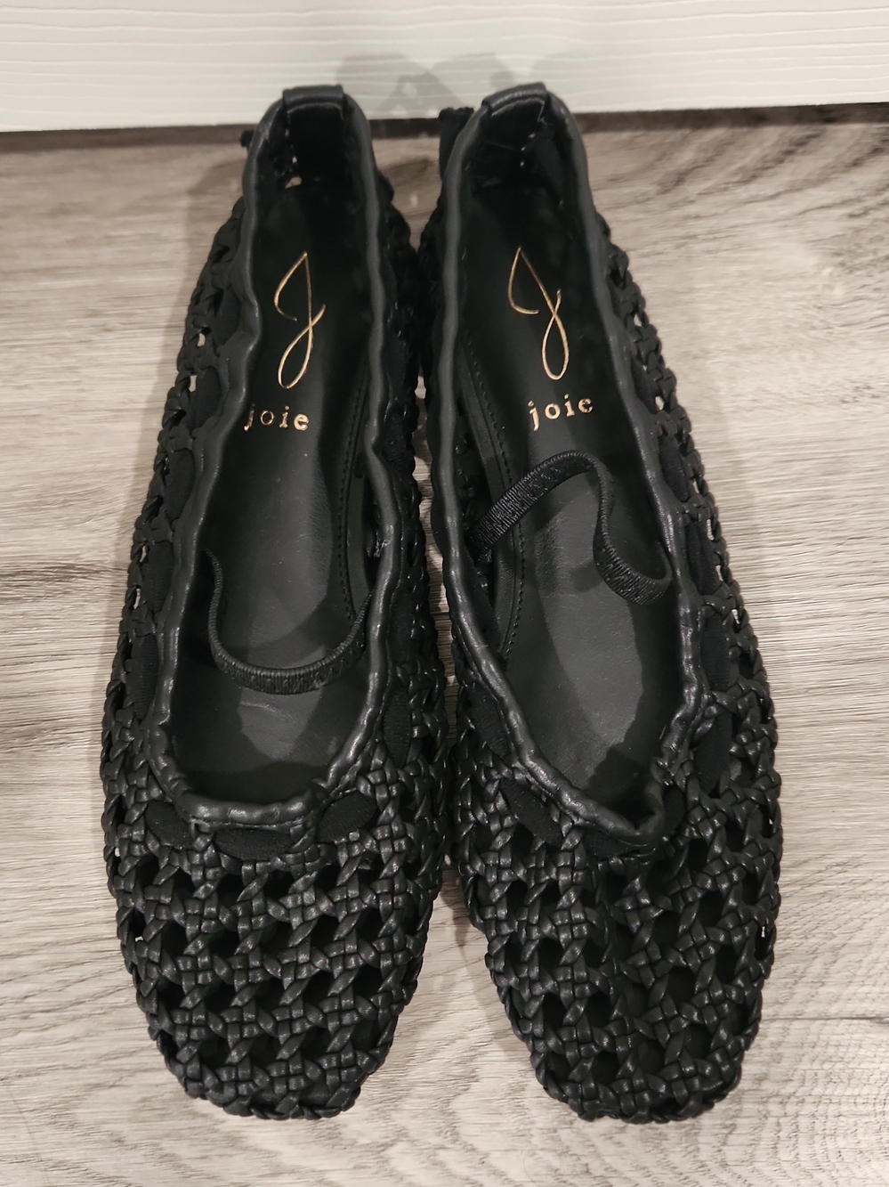 Joie Weavy Black Woven Faux Leather Ballet Flats Shoes Size 8 New No Box